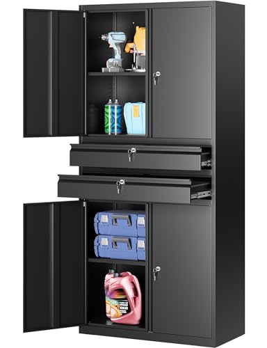 Metal Storage Cabinet with Drawer and Locks