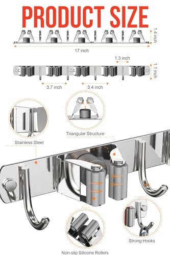Mop and Broom Holder Wall Mount