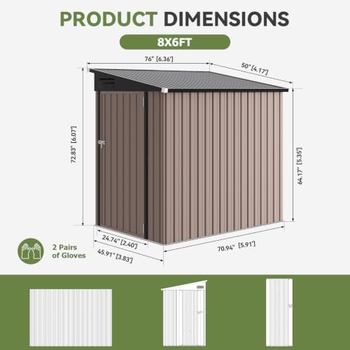 4x6 FT Lean to Metal Storage Shed