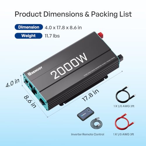 Inverter P2 2000W Pure Sine Wave Inverter 12V DC to 110V AC Converter