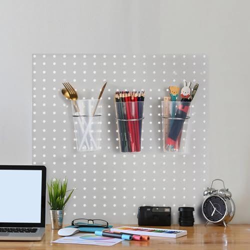 20 Pcs Pegboard Bins and Cups with Hooks and Loops Peg Assortment Organizer Accessories Various Tool Organizer Pegboard Baskets Set for Garage Workshop Workbench Office