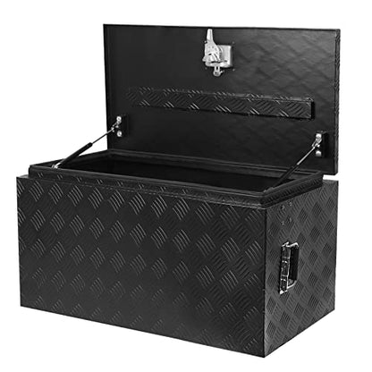 30 in Heavy Duty Aluminum Stripes Plated Tool Box Pick Up Truck Bed Rv Trailer Toolbox Diamond Plate Underbody Box Waterproof Square Storage Organizer With Side Handle