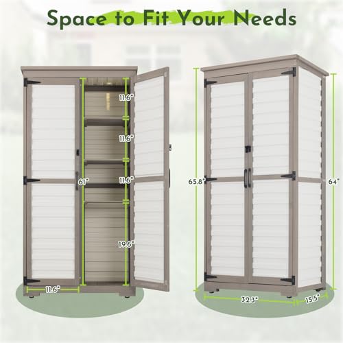 Tall Outdoor Storage Cabinet with Adjustable Shelves