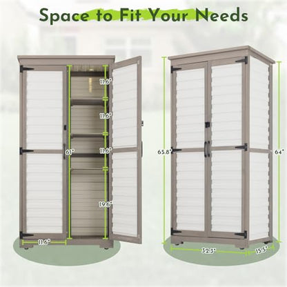 Tall Outdoor Storage Cabinet with Adjustable Shelves