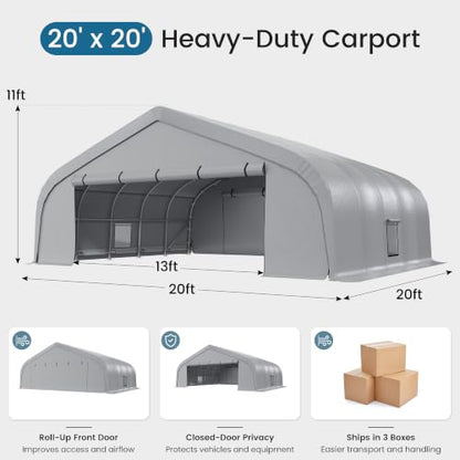 20x20 Reinforced Heavy Duty Carport