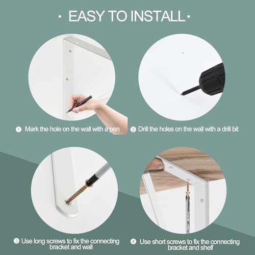 8 Pack L5 x H 3" White Heavy Duty Shelf Brackets with Screws Metal Shelf Brackets Shelf Support Angle Brackets for Shelves L Brackets Heavy Duty Floating Shelf