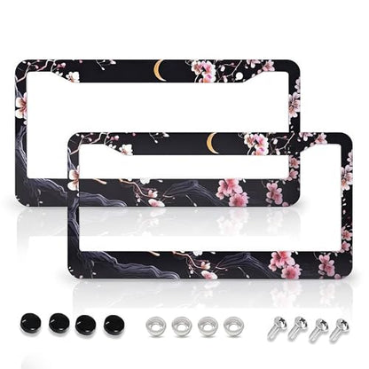 Flowers Plum Blossom Moon License Plate Frames