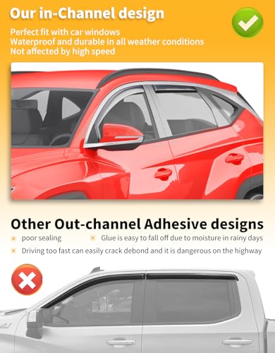 in Channel Window Visors Rain Guards for Hyundai Tucson 2022 (4 Count)