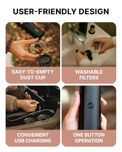 Portable Handheld Car Vacuum Cleaner with HEPA & Stainless Steel Filter