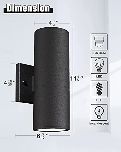 Cylinder Outdoor Wall Sconce Lights (4 Count)