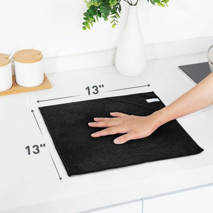 Black Microfiber Cleaning Cloth 13"x13" (12 Count)