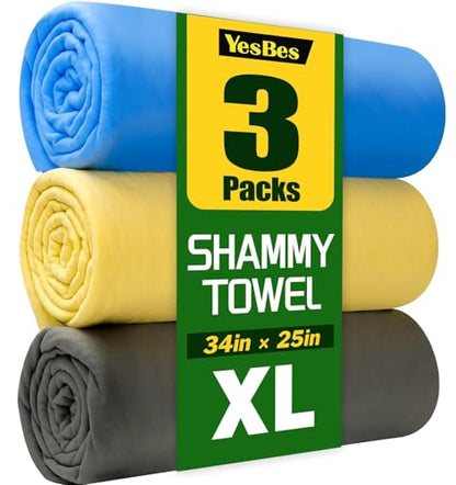 3 Pack Premium XL Shammy Cloth for Car Drying (3 Count)