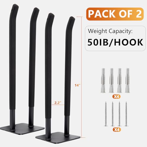 2 Pack Steel Wall Mount Double Garage Storage Hooks (2 Count)