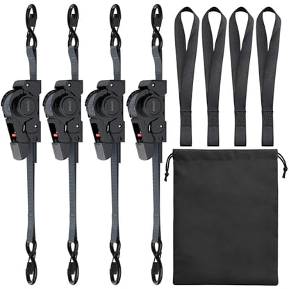 4 Pack Retractable Ratchet Straps (4 Count)