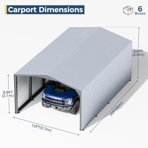 Military Grade Metal Carport 12x20 FT