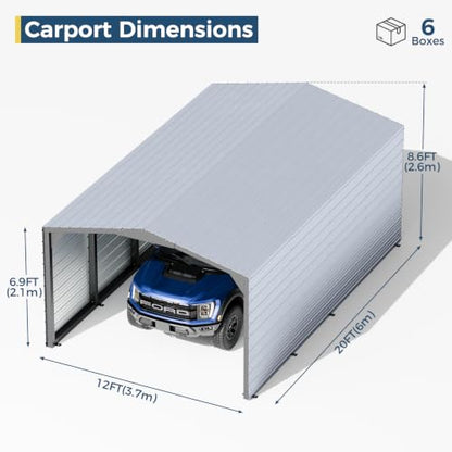 Military Grade Metal Carport 12x20 FT