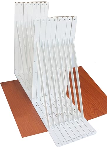 16 Pack L20 x H 12" White Heavy Duty Shelf Brackets with Screws Metal Shelf Brackets Shelf Support Angle Brackets for Shelves L Brackets Heavy Duty Floating Shelf (20 Count)