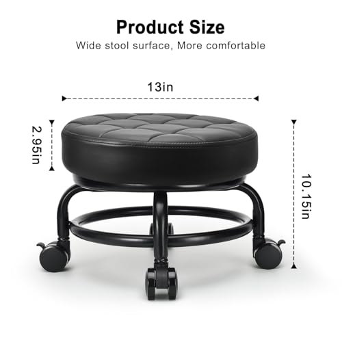 Low Roller Seat Low Height Rolling Stool PU Leather Rolling Stool
