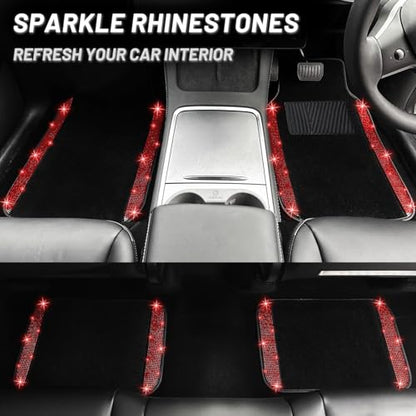 Bling Car Floor Mats Full Set and Steering Wheel Cover