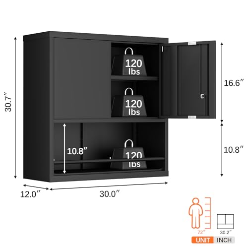 Garage Storage Cabinet with Locking Doors and Adjustable Shelves