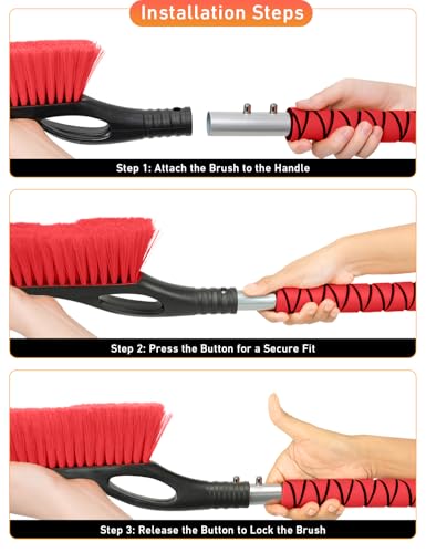 27" Car Snow Brush and Ice Scrapers for Car Windshield Red (2 Count)