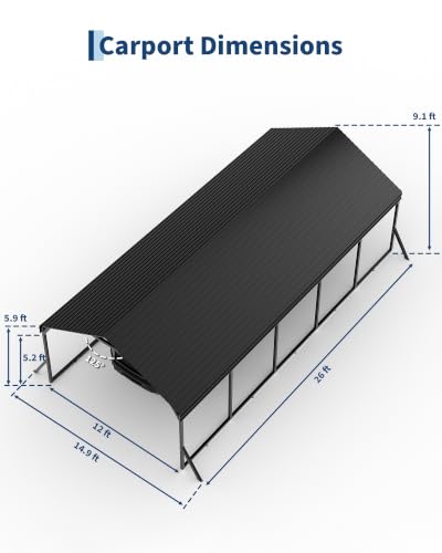 12x26x9 ft Metal Carport