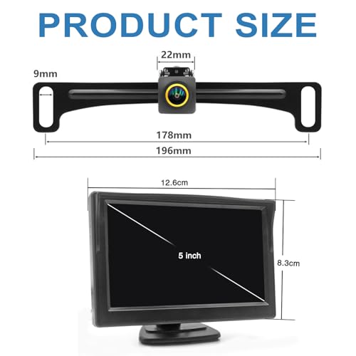 Wired Backup Camera for Truck 5 '' AHD 1080P Front Rear View Monitor KIT 2K IP67 Waterproof Night Vision Reverse Camera for CAR