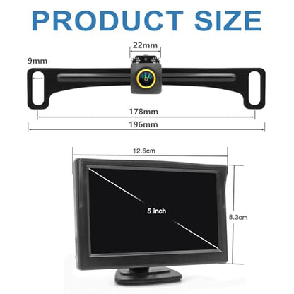 Wired Backup Camera for Truck 5 '' AHD 1080P Front Rear View Monitor KIT 2K IP67 Waterproof Night Vision Reverse Camera for CAR
