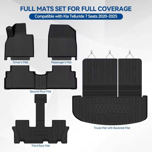 Custom Fit Floor Mats for Kia Telluride 7 Seats 2020