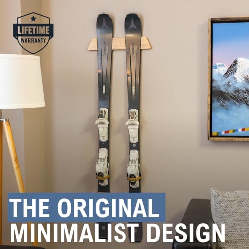 Horizontal Wood Ski Rack Wall Mount