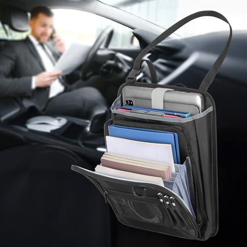 Car Front Seat Organizer with Accordion File Pocket