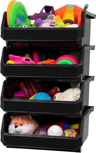 Extra Large Stackable Plastic Storage Bins (4 Count)