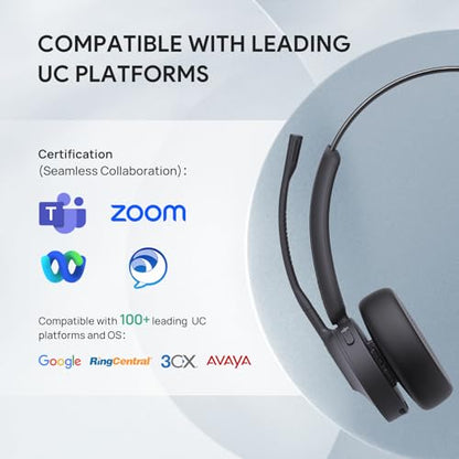 BH70 Mono Bluetooth Teams Headset with AI Mic for Work from Home PC