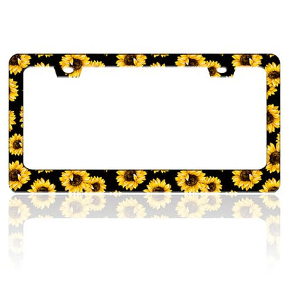 Sunflowers Flowers License Plate Frame Stainless Steel 6.3 X 12.2 Inch