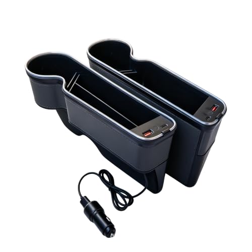 7 Color Led Car Seat Gap Organizer with 56W Cigarette Lighter Adapter