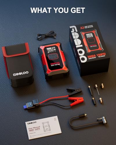 A3 12V 3000A Portable Jump Starter with Air Compressor