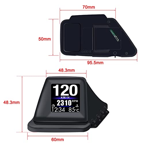 Head Up Display for Car Digital Speedometer Display GPS+OBD2 Dual System Smart Gauge MPH Clock RPM Over Speed Alarm Odometer for All Vehicle