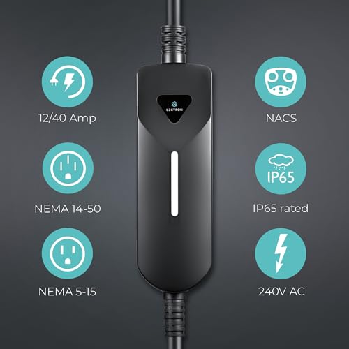 Level 1/2 (12A & 40A) Tesla NACS EV Charger - Dual-Level Electric Vehicle Charging Station with NEMA 14-50/5-15 Plug - Portable Electric Car Charger for All NACS Electric Vehicles