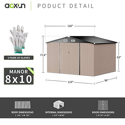 8x10 FT Shed Outdoor Storage Shed with Base
