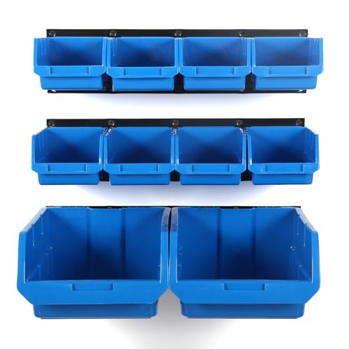 10 Bin Wall Mounted Plastic Storage Bins Hanging Organizer Bins
