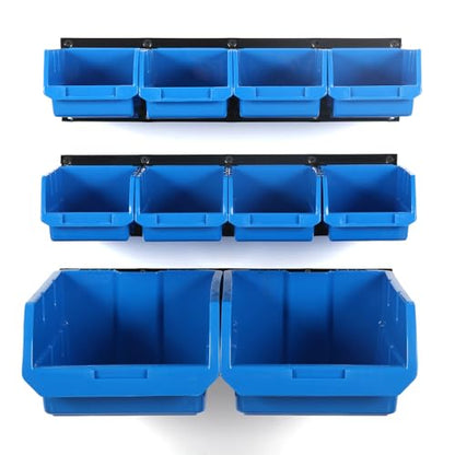 10 Bin Wall Mounted Plastic Storage Bins Hanging Organizer Bins