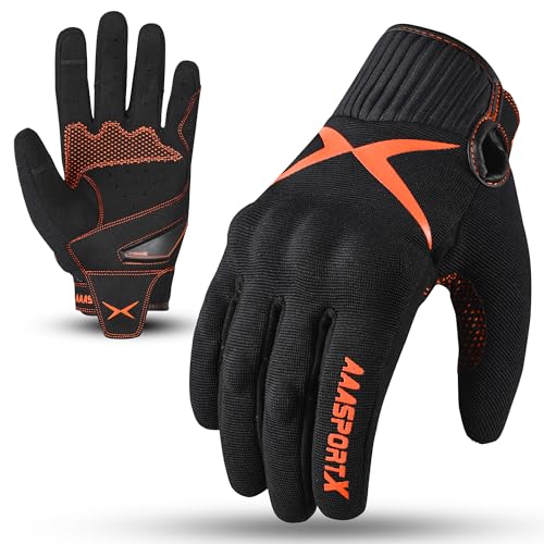 Breathable Motorcycle Gloves for Men with TPR & Kevlar Palm Protection Hard Knuckles Touchscreen
