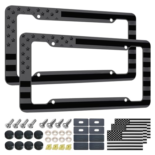Black American Flag License Plate Frame