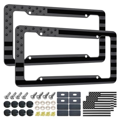 Black American Flag License Plate Frame