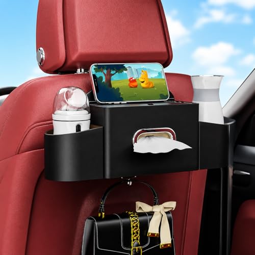 Back Seat Car Organizer with One Towel Leather Wood Materials
