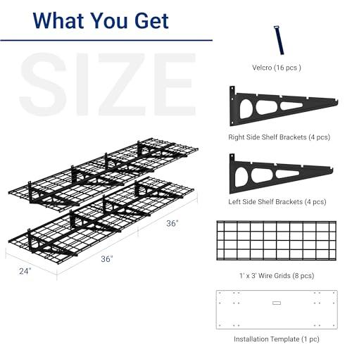 2 Pack 2x6ft Garage Shelving with Hooks (2 Count)