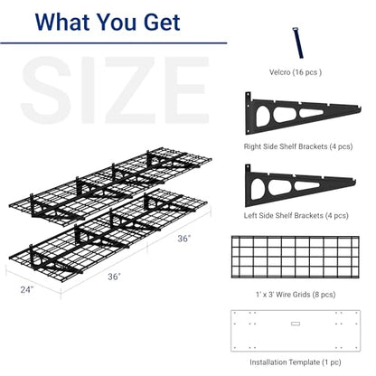 2 Pack 2x6ft Garage Shelving with Hooks (2 Count)