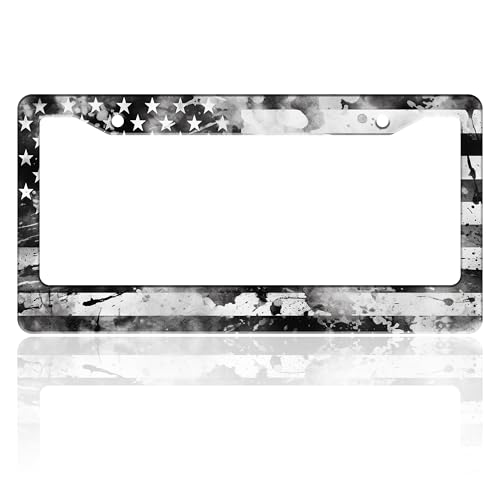 Vintage American Flag License Plate Frame Stainless Steel 6.3 X 12.2 Inch