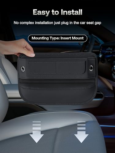 Universal Fit Premium Leather Car Seat Gap Filler Organizer (2 Count)