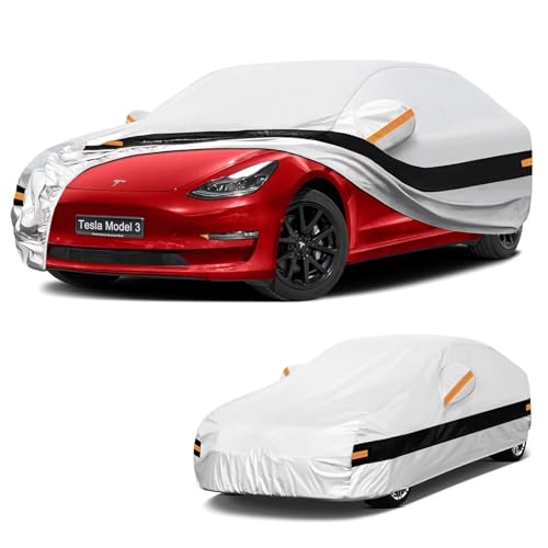 10 Layers Car Cover with Charger Port Custom Fit for Tesla Model 3